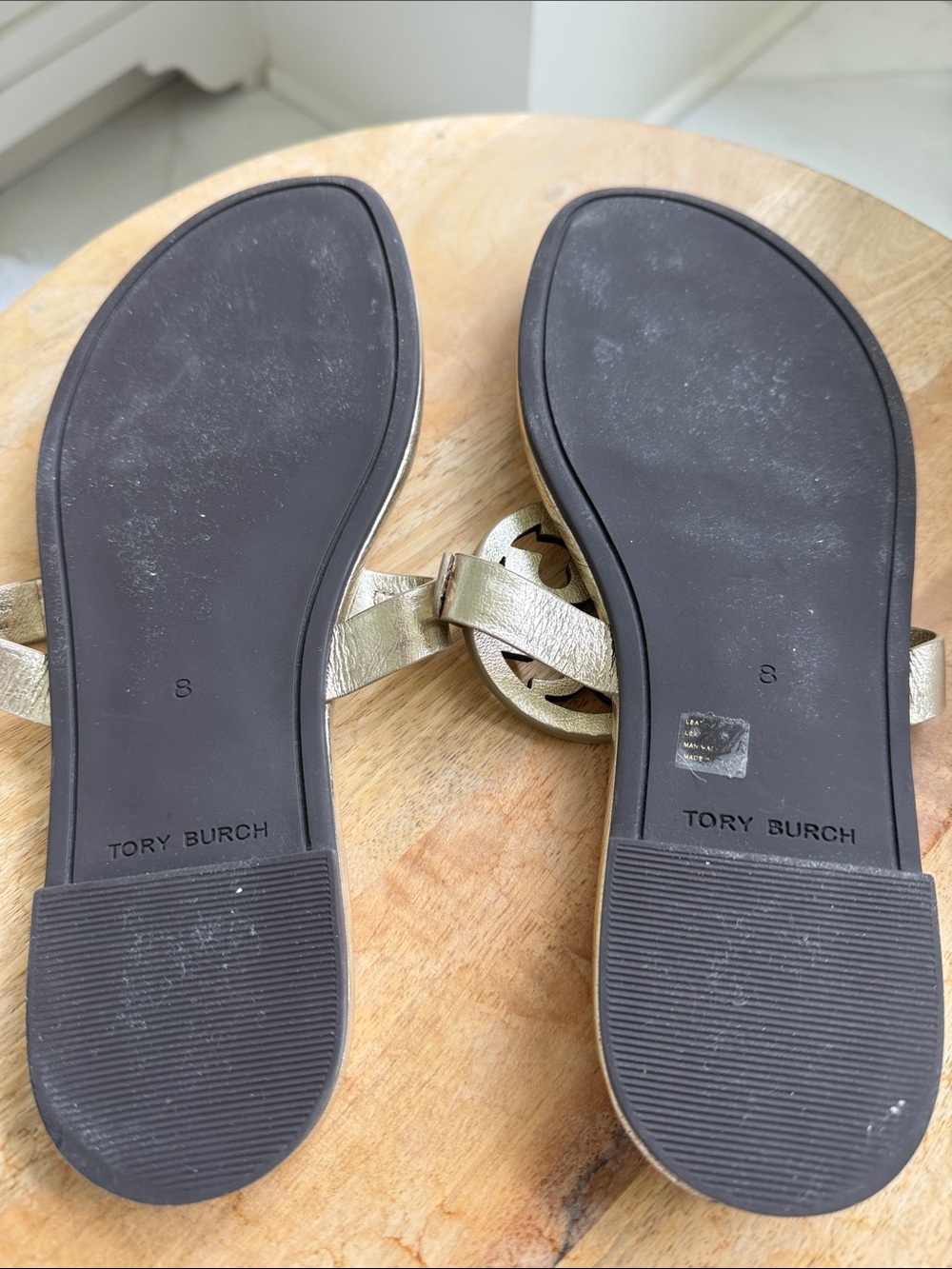 Tory Burch Metallic Silver Logo Miller Thong Sandals - Picture 5 of 6